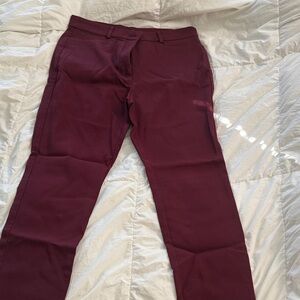 LOFT Deep Red Curvy Skinny Pants